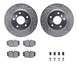 R1 Concepts® - Drilled and Slotted Rear Brake Kit with Semi-Metalic Pads