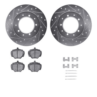 R1 Concepts® - Drilled and Slotted Rear Brake Kit with Semi-Metalic Pads