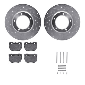 R1 Concepts® - Drilled and Slotted Front Brake Kit with Semi-Metalic Pads