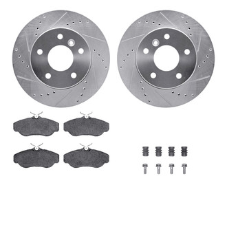 R1 Concepts® - Drilled and Slotted Brake Kit with Semi-Metalic Pads