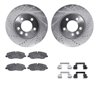 R1 Concepts® - Drilled and Slotted Front Brake Kit with Semi-Metalic Pads