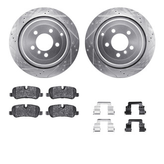 R1 Concepts® - Drilled and Slotted Rear Brake Kit with Semi-Metalic Pads