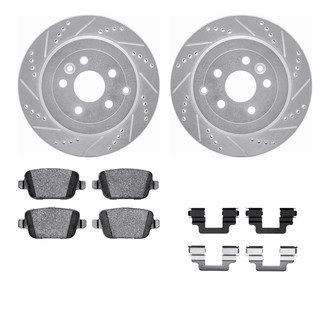 R1 Concepts® - Drilled and Slotted Rear Brake Kit with Semi-Metalic Pads