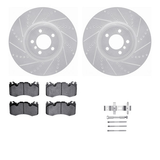 R1 Concepts® - Drilled and Slotted Front Brake Kit with Semi-Metalic Pads