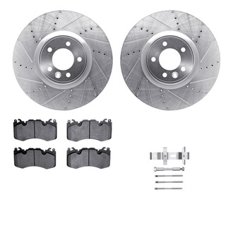 R1 Concepts® - Drilled and Slotted Front Brake Kit with Semi-Metalic Pads