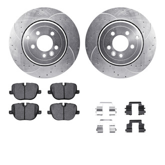 R1 Concepts® - Drilled and Slotted Rear Brake Kit with Semi-Metalic Pads