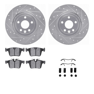 R1 Concepts® - Drilled and Slotted Rear Brake Kit with Semi-Metalic Pads