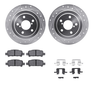 R1 Concepts® - Drilled and Slotted Rear Brake Kit with Semi-Metalic Pads