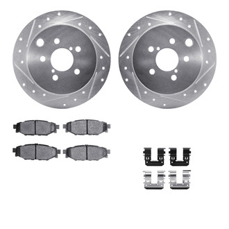 R1 Concepts® - Drilled and Slotted Rear Brake Kit with Semi-Metalic Pads