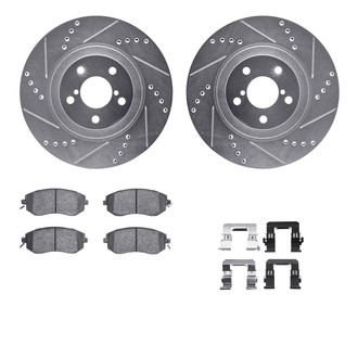 R1 Concepts® - Drilled and Slotted Front Brake Kit with Semi-Metalic Pads