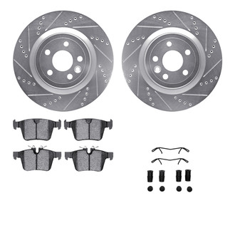 R1 Concepts® - Drilled and Slotted Rear Brake Kit with Semi-Metalic Pads