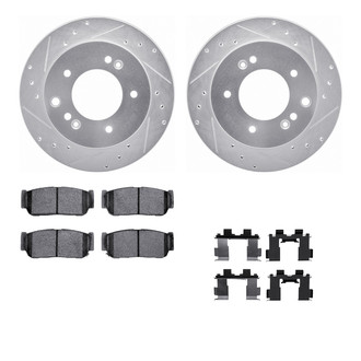 R1 Concepts® - Drilled and Slotted Rear Brake Kit with Semi-Metalic Pads