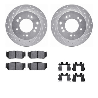 R1 Concepts® - Drilled and Slotted Rear Brake Kit with Semi-Metalic Pads