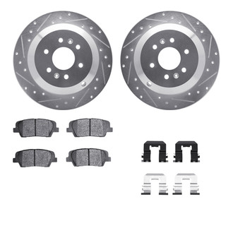 R1 Concepts® - Drilled and Slotted Rear Brake Kit with Semi-Metalic Pads