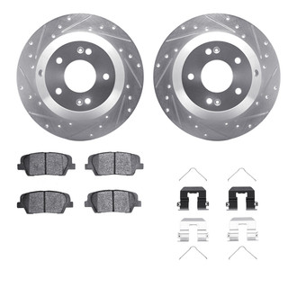 R1 Concepts® - Drilled and Slotted Rear Brake Kit with Semi-Metalic Pads