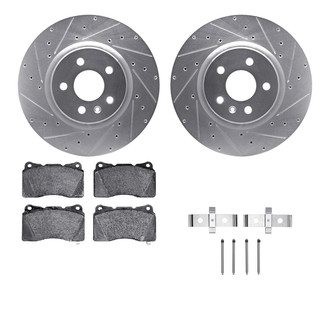 R1 Concepts® - Drilled and Slotted Front Brake Kit with Semi-Metalic Pads