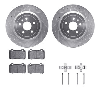 R1 Concepts® - Drilled and Slotted Rear Brake Kit with Semi-Metalic Pads