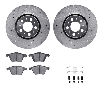 R1 Concepts® - Drilled and Slotted Front Brake Kit with Semi-Metalic Pads
