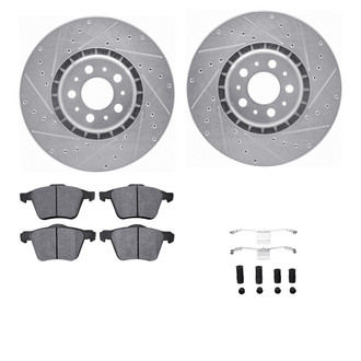 R1 Concepts® - Drilled and Slotted Front Brake Kit with Semi-Metalic Pads