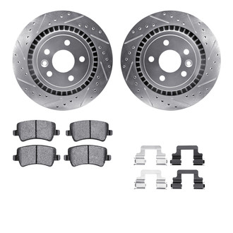 R1 Concepts® - Drilled and Slotted Rear Brake Kit with Semi-Metalic Pads