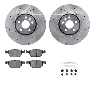 R1 Concepts® - Drilled and Slotted Brake Kit with Semi-Metalic Pads