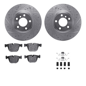 R1 Concepts® - Drilled and Slotted Rear Brake Kit with Semi-Metalic Pads