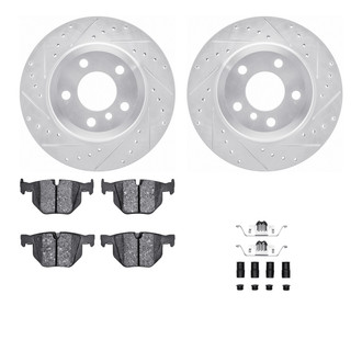 R1 Concepts® - Drilled and Slotted Rear Brake Kit with Semi-Metalic Pads