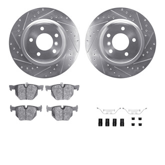 R1 Concepts® - Drilled and Slotted Rear Brake Kit with Semi-Metalic Pads