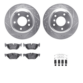 R1 Concepts® - Drilled and Slotted Rear Brake Kit with Semi-Metalic Pads