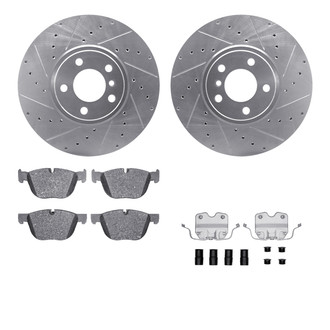 R1 Concepts® - Drilled and Slotted Front Brake Kit with Semi-Metalic Pads