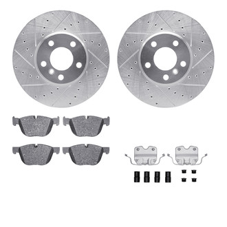 R1 Concepts® - Drilled and Slotted Front Brake Kit with Semi-Metalic Pads