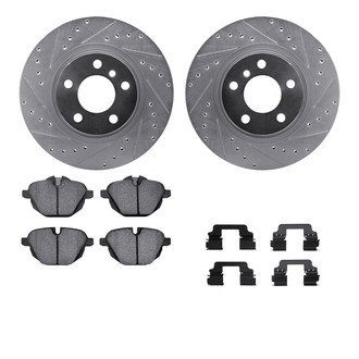 R1 Concepts® - Drilled and Slotted Rear Brake Kit with Semi-Metalic Pads