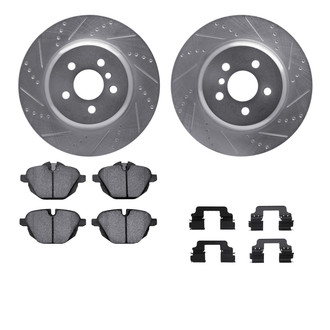 R1 Concepts® - Drilled and Slotted Rear Brake Kit with Semi-Metalic Pads
