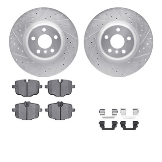 R1 Concepts® - Drilled and Slotted Rear Brake Kit with Semi-Metalic Pads