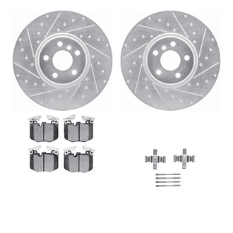 R1 Concepts® - Drilled and Slotted Front Brake Kit with Semi-Metalic Pads