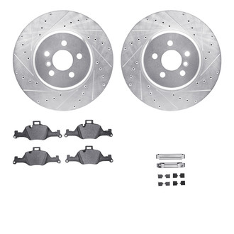 R1 Concepts® - Drilled and Slotted Front Brake Kit with Semi-Metalic Pads