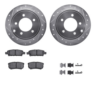 R1 Concepts® - Drilled and Slotted Rear Brake Kit with Semi-Metalic Pads