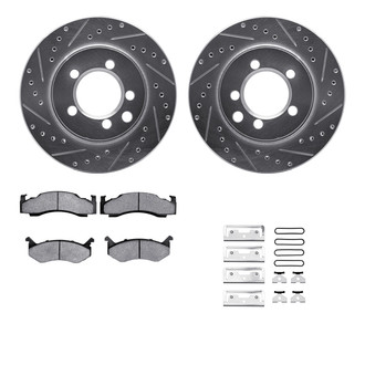 R1 Concepts® - Drilled and Slotted Front Brake Kit with Semi-Metalic Pads