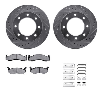 R1 Concepts® - Drilled and Slotted Front Brake Kit with Semi-Metalic Pads
