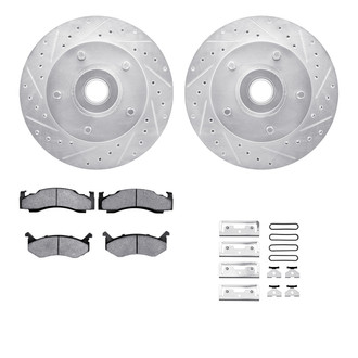 R1 Concepts® - Drilled and Slotted Front Brake Kit with Semi-Metalic Pads