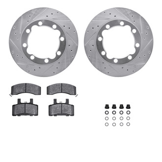 R1 Concepts® - Drilled and Slotted Front Brake Kit with Semi-Metalic Pads