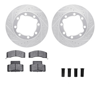 R1 Concepts® - Drilled and Slotted Front Brake Kit with Semi-Metalic Pads