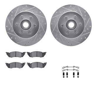 R1 Concepts® - Drilled and Slotted Front Brake Kit with Semi-Metalic Pads