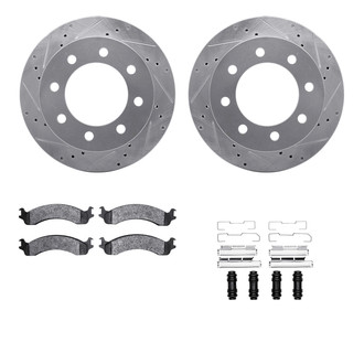 R1 Concepts® - Drilled and Slotted Front Brake Kit with Semi-Metalic Pads