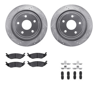 R1 Concepts® - Drilled and Slotted Rear Brake Kit with Semi-Metalic Pads