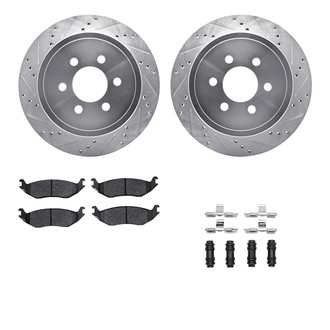 R1 Concepts® - Drilled and Slotted Rear Brake Kit with Semi-Metalic Pads