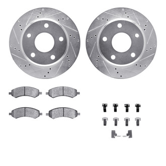R1 Concepts® - Drilled and Slotted Front Brake Kit with Semi-Metalic Pads