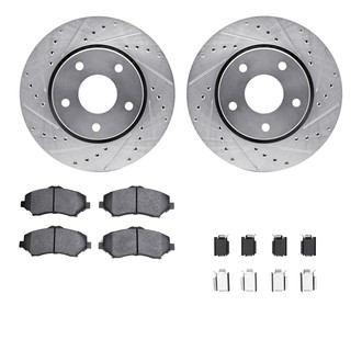 R1 Concepts® - Drilled and Slotted Front Brake Kit with Semi-Metalic Pads