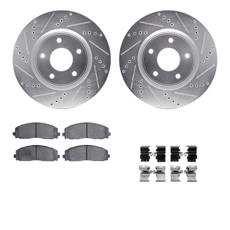R1 Concepts® - Drilled and Slotted Front Brake Kit with Semi-Metalic Pads