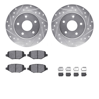 R1 Concepts® - Drilled and Slotted Rear Brake Kit with Semi-Metalic Pads